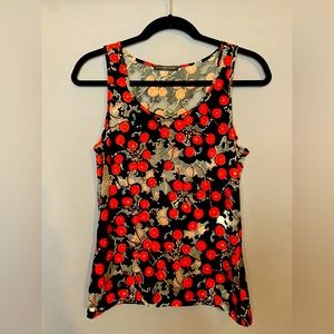 Alexander McQueen Cherry Print burnout fabric sexy fit tank RARE